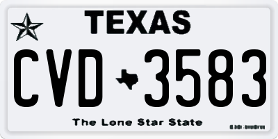 TX license plate CVD3583
