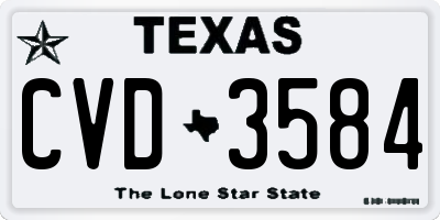TX license plate CVD3584