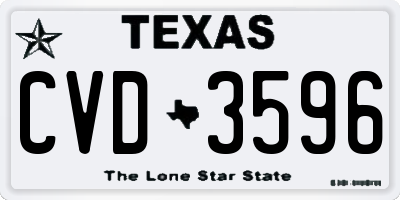 TX license plate CVD3596