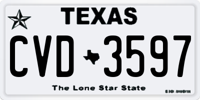TX license plate CVD3597