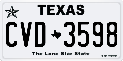 TX license plate CVD3598