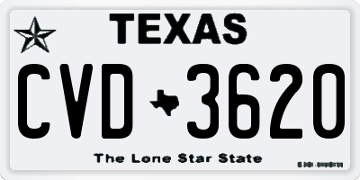TX license plate CVD3620