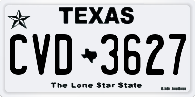 TX license plate CVD3627