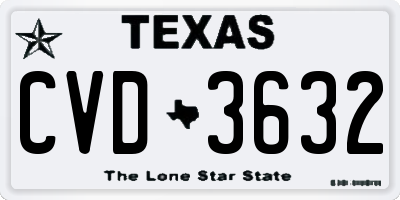 TX license plate CVD3632