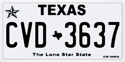 TX license plate CVD3637
