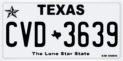 TX license plate CVD3639