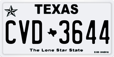 TX license plate CVD3644