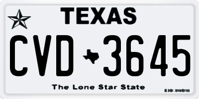 TX license plate CVD3645