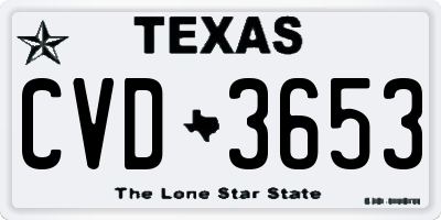 TX license plate CVD3653