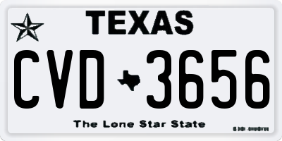 TX license plate CVD3656