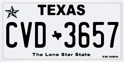 TX license plate CVD3657