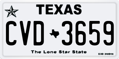 TX license plate CVD3659
