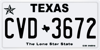 TX license plate CVD3672