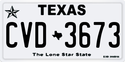 TX license plate CVD3673