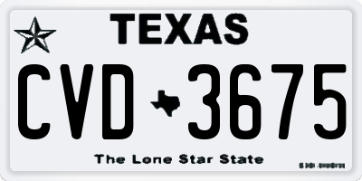 TX license plate CVD3675