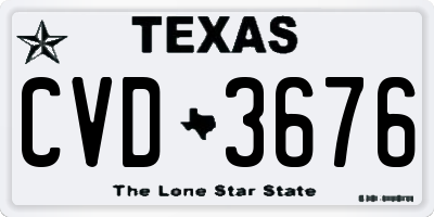 TX license plate CVD3676