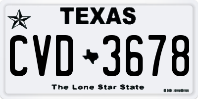 TX license plate CVD3678