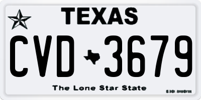 TX license plate CVD3679