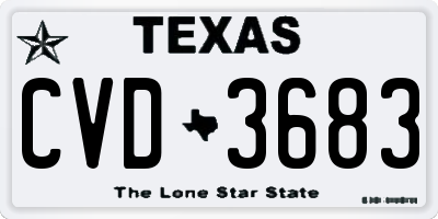 TX license plate CVD3683