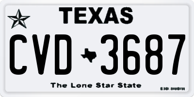 TX license plate CVD3687
