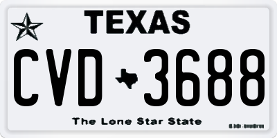 TX license plate CVD3688