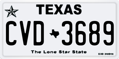 TX license plate CVD3689