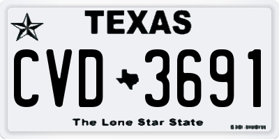 TX license plate CVD3691