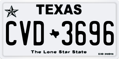TX license plate CVD3696