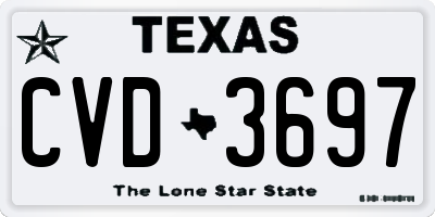 TX license plate CVD3697