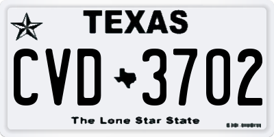 TX license plate CVD3702