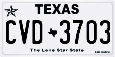 TX license plate CVD3703