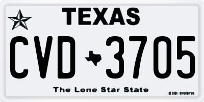TX license plate CVD3705