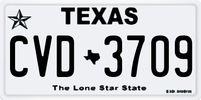 TX license plate CVD3709