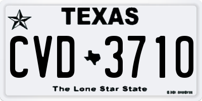 TX license plate CVD3710