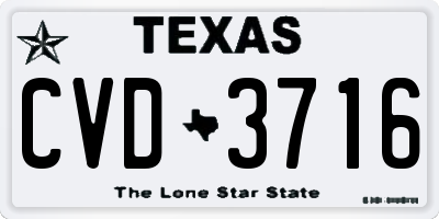 TX license plate CVD3716