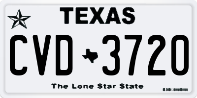 TX license plate CVD3720