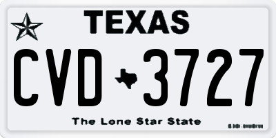 TX license plate CVD3727