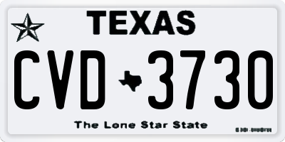 TX license plate CVD3730
