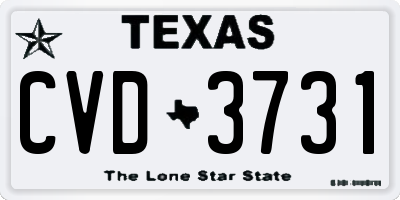 TX license plate CVD3731