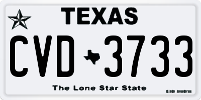 TX license plate CVD3733