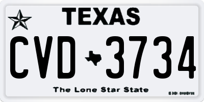 TX license plate CVD3734