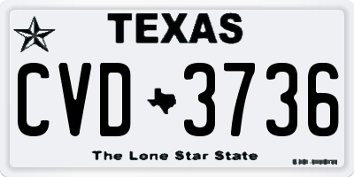TX license plate CVD3736