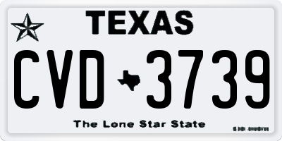 TX license plate CVD3739