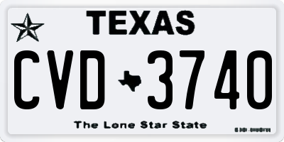 TX license plate CVD3740