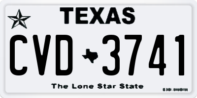 TX license plate CVD3741