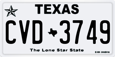 TX license plate CVD3749