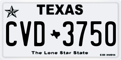 TX license plate CVD3750