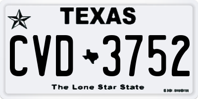TX license plate CVD3752