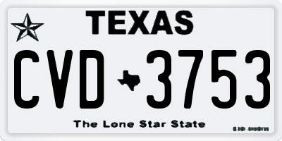 TX license plate CVD3753