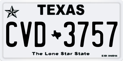 TX license plate CVD3757